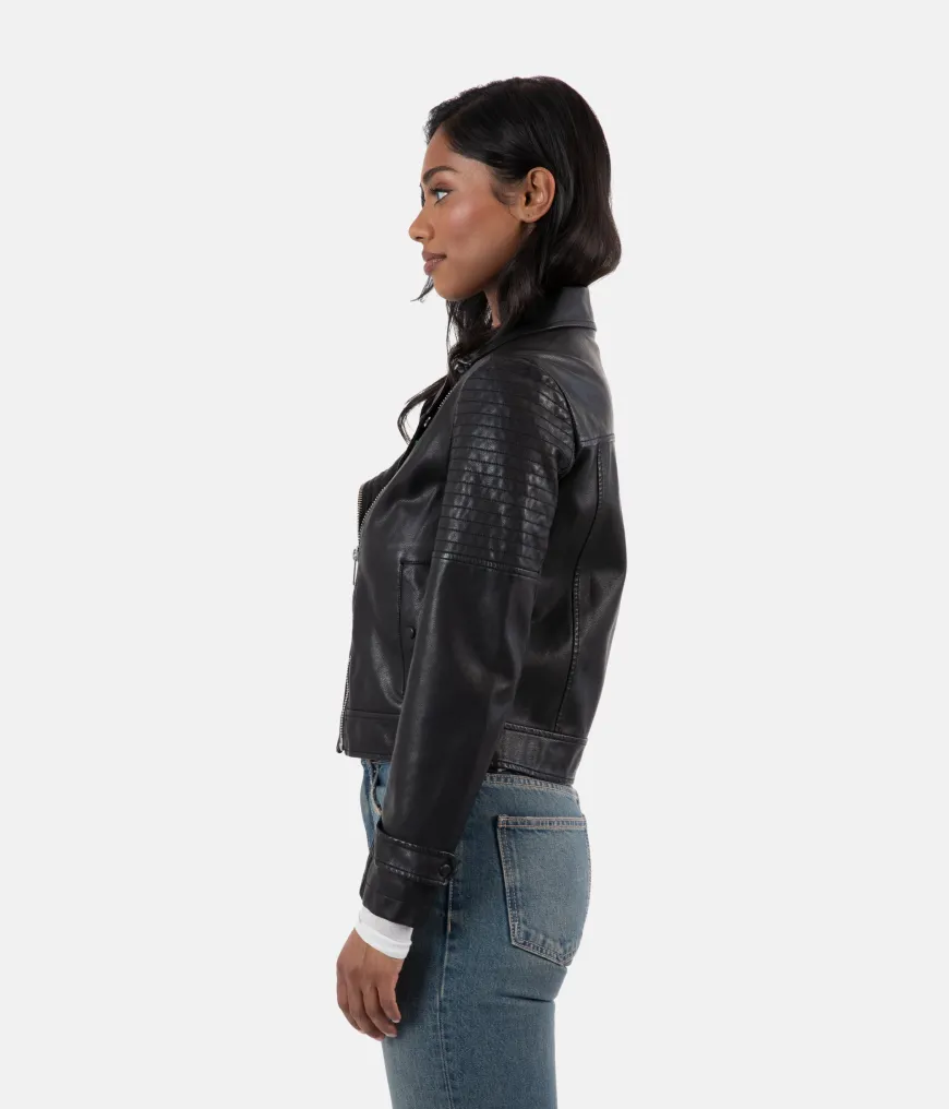 SAVINA Women’s Vegan Moto Jacket